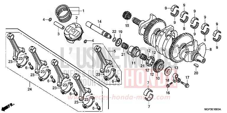 ARBRE VILEBREQUIN/PISTON von CBR1000RR "Fireblade" PEARL GLARE WHITE (NHB53) von 2014
